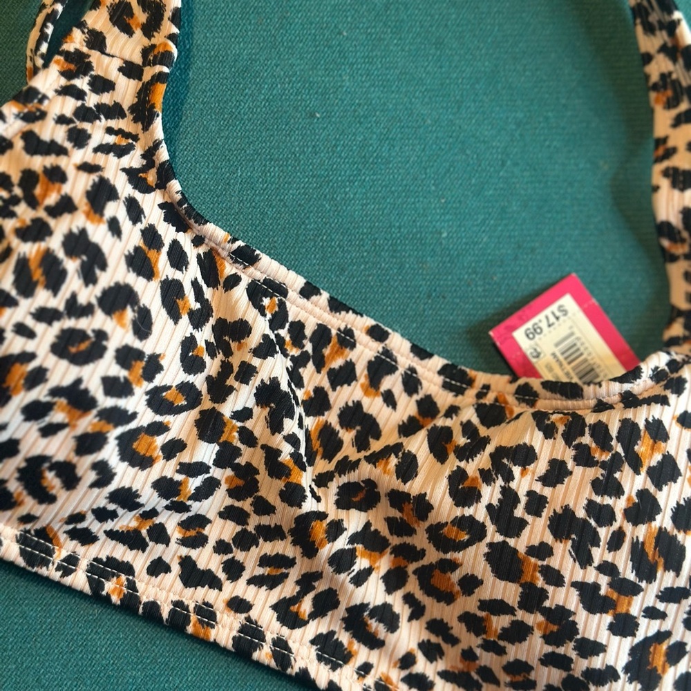 Leopard Print Bikini Top NWT